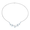 7.36 Ct Round Blue Topaz Prong Silver Bib Cocktail Necklace by Fine Color Jewels