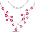 7.92 Ct Round Pink Topaz Prong 18K Gold Plated Silver BIB Rolo Chain Necklace by Fine Color Jewels