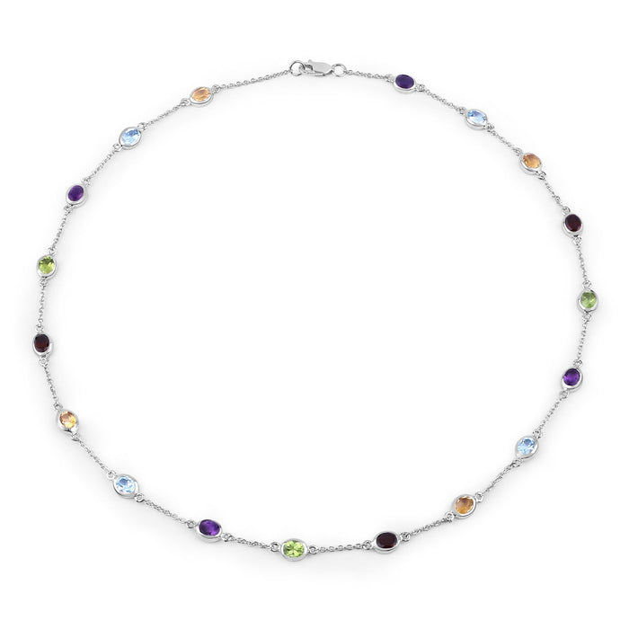 Genuine Multi Stones By The Yard Necklace by Fine Color Jewels