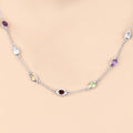Genuine Multi Stones By The Yard Necklace by Fine Color Jewels