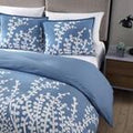 City Scene Branches 3-Piece Blue Floral Cotton Full/Queen Duvet Cover Set by Vanessa Jane