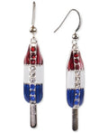 Holiday Lane Silver-Tone Red, White, and Blue Pave Popsicle Drop Earrings by Vanessa Jane