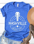 Nashville Music City Graphic Tee - Royal Blue by Boutique 23