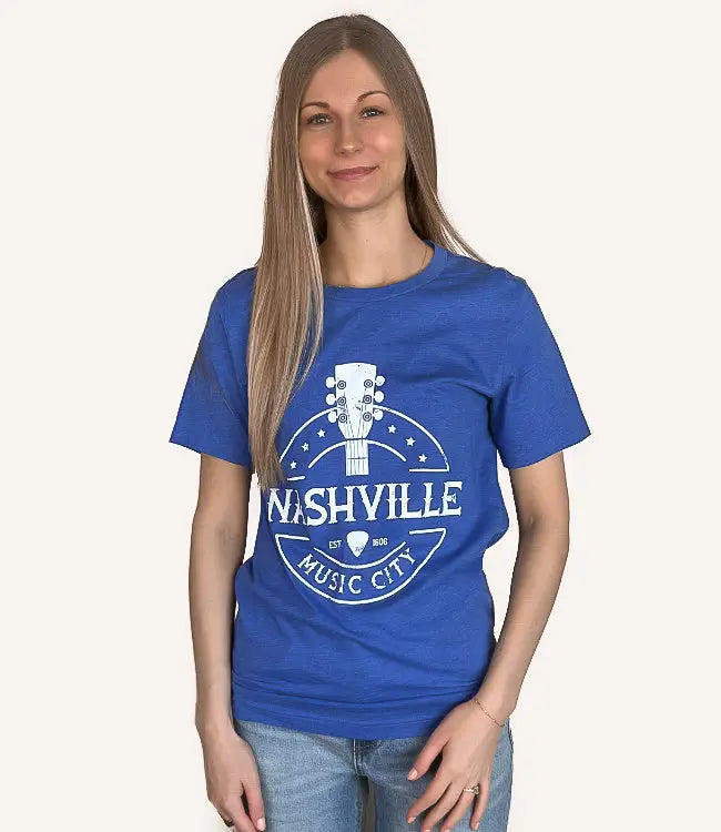 Nashville Music City Graphic Tee - Royal Blue by Boutique 23