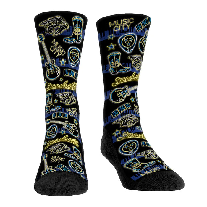 Nashville Predators - Smashville Neon Icons by Rock 'Em Socks