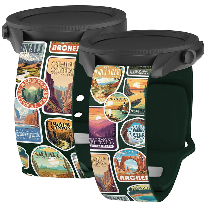 National Parks Stickers HD Watchband for Samsung, Garmin, Fossil, and More by Affinity Bands