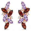 Natural Amethyst and Garnet Silver Cluster Earrings by Fine Color Jewels
