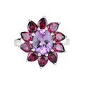 Natural Amethyst and Rhodolite Floral Ring by Fine Color Jewels