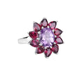 Natural Amethyst and Rhodolite Floral Ring by Fine Color Jewels
