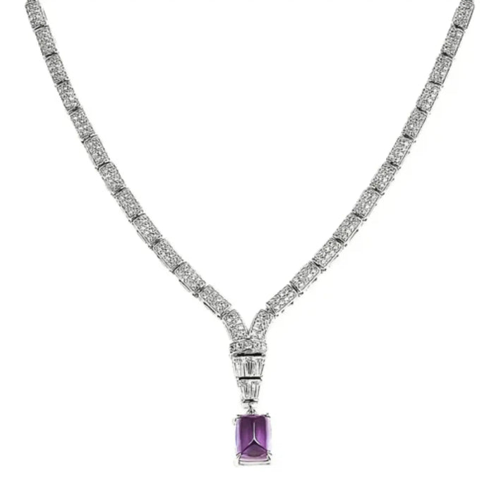 Natural Amethyst Art Deco Necklace by Fine Color Jewels