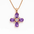 Natural Amethyst Dainty Four Clover Necklace by Fine Color Jewels