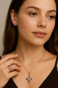 Natural Amethyst Dainty Four Clover Necklace by Fine Color Jewels