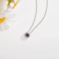 Natural Amethyst Dancing Stone Halo Necklace by Fine Color Jewels