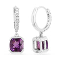 Natural Amethyst Halo Drop Earrings by Fine Color Jewels