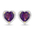 Natural Amethyst Heart Earrings by Fine Color Jewels