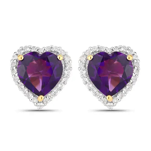 Natural Amethyst Heart Earrings by Fine Color Jewels