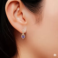 Natural Amethyst Heart Leverback Silver Drop Earrings by Fine Color Jewels