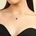 Natural Amethyst Heart Pendant Necklace by Fine Color Jewels