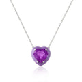 Natural Amethyst Heart Pendant Necklace by Fine Color Jewels