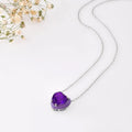 Natural Amethyst Heart Pendant Necklace by Fine Color Jewels