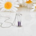 Natural Amethyst Hourglass Pendant Necklace by Fine Color Jewels