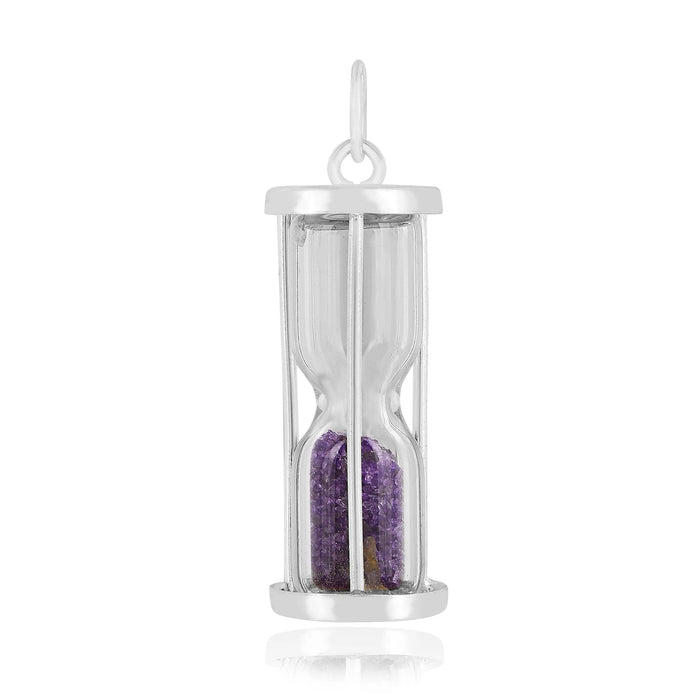 Natural Amethyst Hourglass Pendant Necklace by Fine Color Jewels