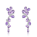 Natural Amethyst Leaf Dangling Earrings by Fine Color Jewels
