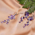 Natural Amethyst Leaf Jewelry Set by Fine Color Jewels