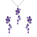 Natural Amethyst Leaf Jewelry Set by Fine Color Jewels