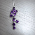 Natural Amethyst Leaf Pendant Necklace by Fine Color Jewels
