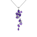 Natural Amethyst Leaf Pendant Necklace by Fine Color Jewels