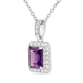 Natural Amethyst Octagon Pendant Necklace by Fine Color Jewels