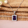 Natural Amethyst Octagon Pendant Necklace by Fine Color Jewels