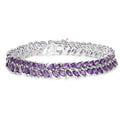 Natural Amethyst Silver Leaf Bracelet by Fine Color Jewels