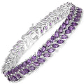 Natural Amethyst Silver Leaf Bracelet by Fine Color Jewels