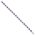 Natural Amethyst Silver Link Bracelet by Fine Color Jewels