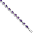 Natural Amethyst Silver Link Bracelet by Fine Color Jewels