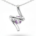 Natural Amethyst Silver Swirl Pendant Necklace by Fine Color Jewels