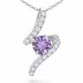 Natural Amethyst Silver Swirl Pendant Necklace by Fine Color Jewels