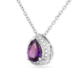 Natural Amethyst Teardrop Pendant Necklace by Fine Color Jewels