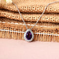 Natural Amethyst Teardrop Pendant Necklace by Fine Color Jewels