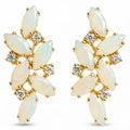 Natural Aqua Chalcedony and White Moonstone Silver Cluster Earrings by Fine Color Jewels