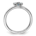 Natural Aquamarine Silver Stackable Cross Ring by Fine Color Jewels