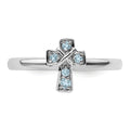 Natural Aquamarine Silver Stackable Cross Ring by Fine Color Jewels