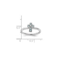 Natural Aquamarine Silver Stackable Cross Ring by Fine Color Jewels