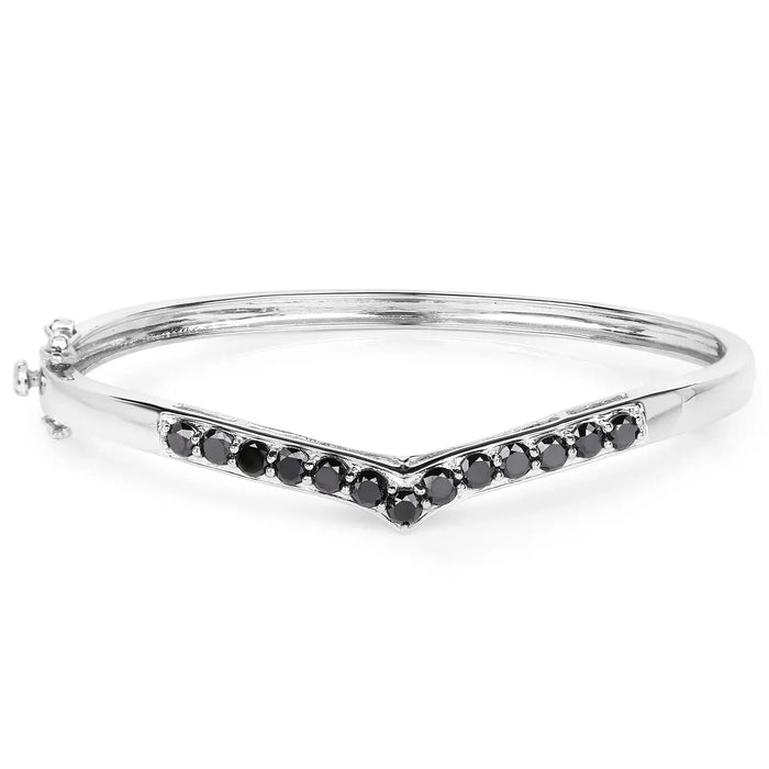 Natural Black Diamond Bangle For Women by Fine Color Jewels