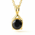Natural Black Onyx Silver Pendant Necklace by Fine Color Jewels