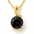 Natural Black Onyx Silver Pendant Necklace by Fine Color Jewels