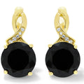 Natural Black Onyx Sterling Silver Earrings by Fine Color Jewels