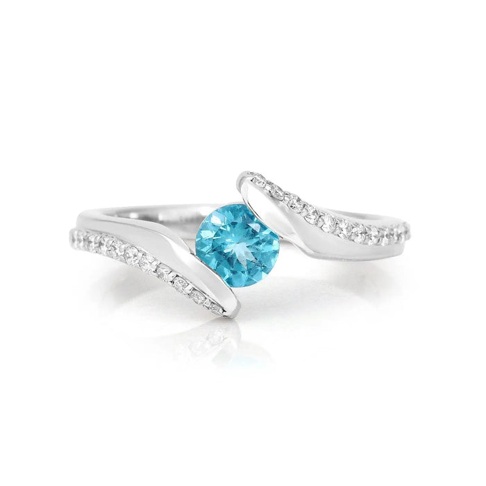 Natural Blue Paraiba Apatite ByPass Ring by Fine Color Jewels